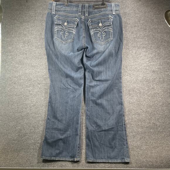 Rock Revival Deborah Easy Boot Jeans Women's 36X33 Flap Pockets Studded Bling - Picture 9 of 12